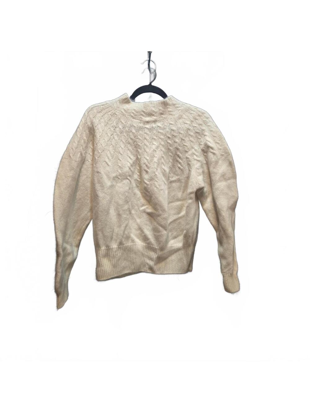 Jeanne Pierre Ivory Cable Knit Cotton Sweater, Size Large, Very Good Condition